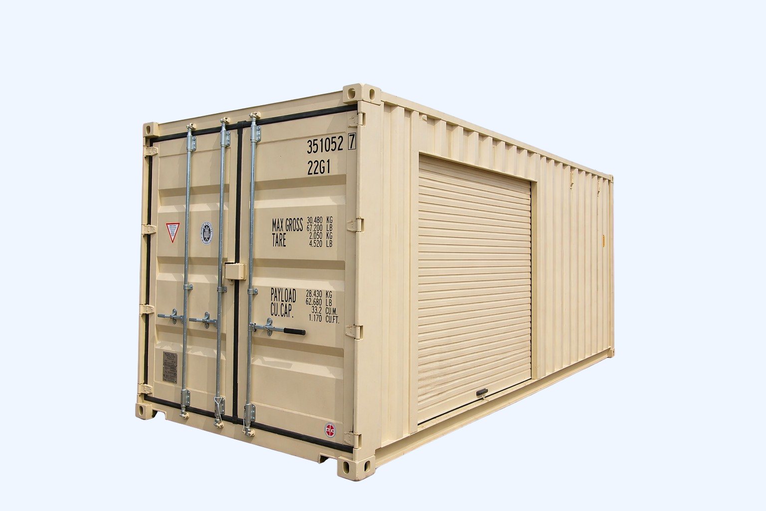 Roller door on a shipping container